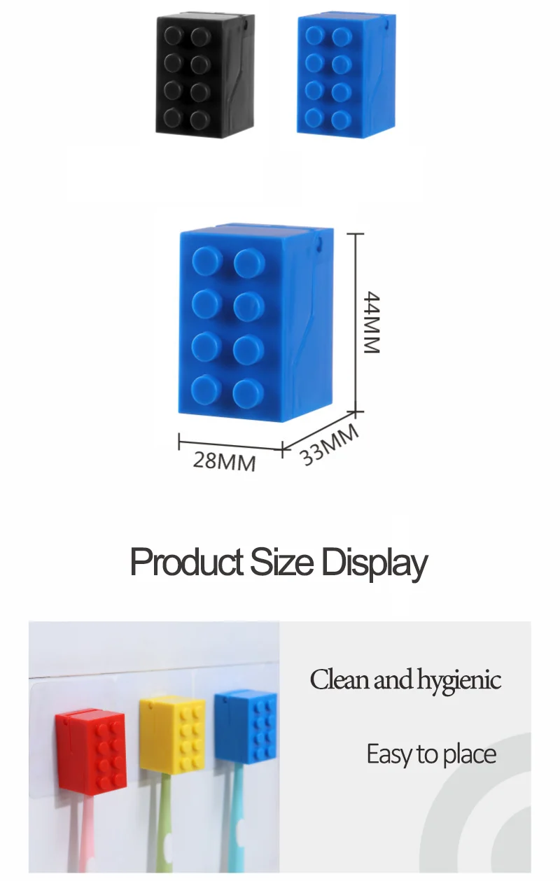 1Pc Creative Building Blocks Toothbrush Holder &ndash; Interactive Kids Toothbrush Organizer Eco-Friendly ABS Multicolor Wall-Mounted