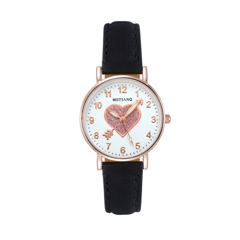 Cute Heart-shaped Dial Glowing Children's Watch Luminous Fluorescent Female Student Fashion Watch Simple love at first sight 6