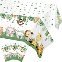 1Pc Jungle Safari Tablecloths Animal Print Table Cover Zoo Birthday Party Supplies for Boys Kids Plastic Table Cloth 108×54 Inch 1