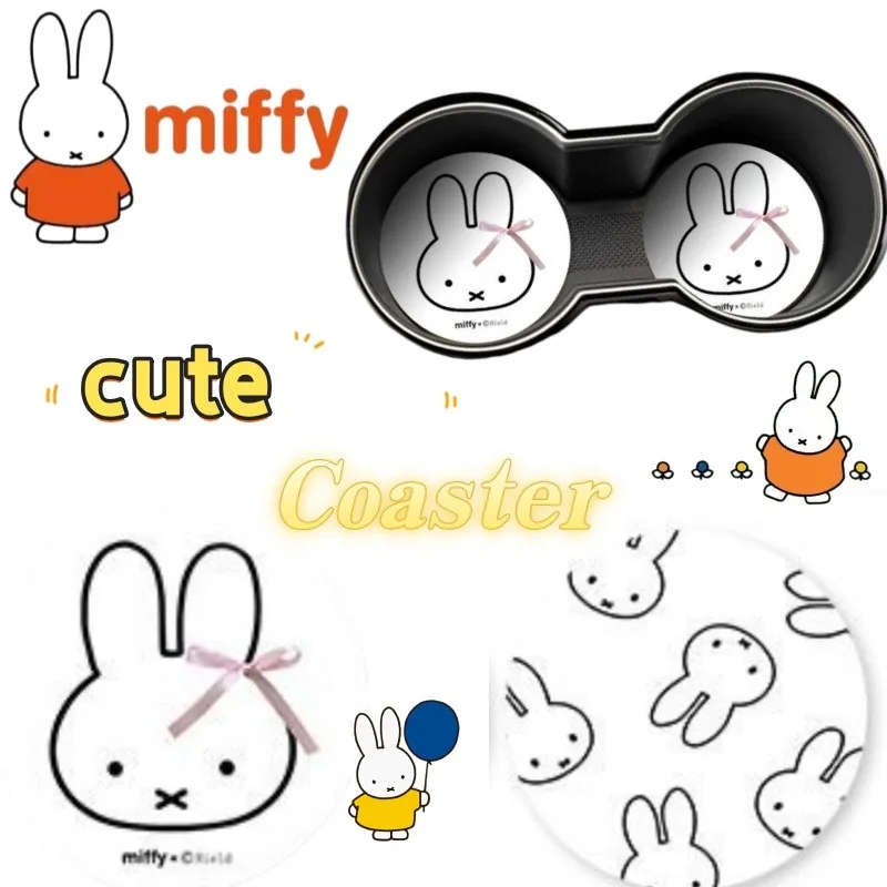 Miffy Rabbit Print Cute Coaster - Exquisite, Fashionable, Non-Slip Car Decoration