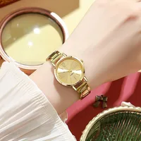 Fashion quartz watch for women's luxury watch, simple circular dial, stainless steel women's watch 2
