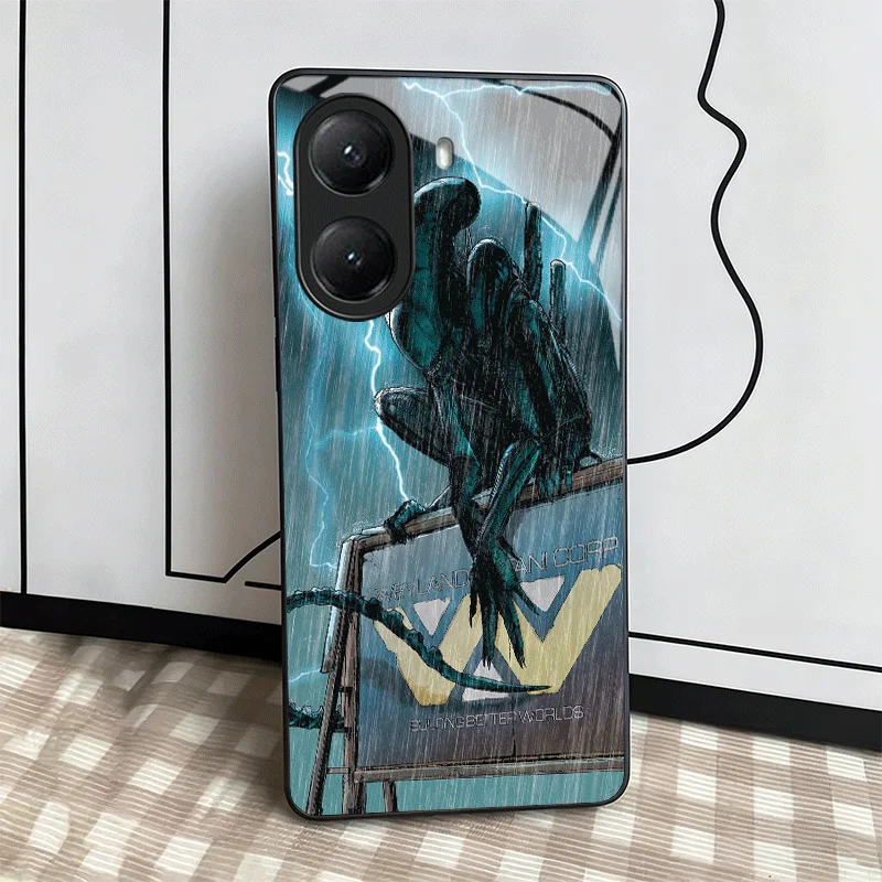 Sleek Alien-Theme Tempered Glass Phone Case