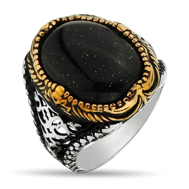 Handmade Turkish Ring For Men Vintage Double Swords Black Red Zircon Rings Punk Trendy Religious Muslim Islamic Jewelry