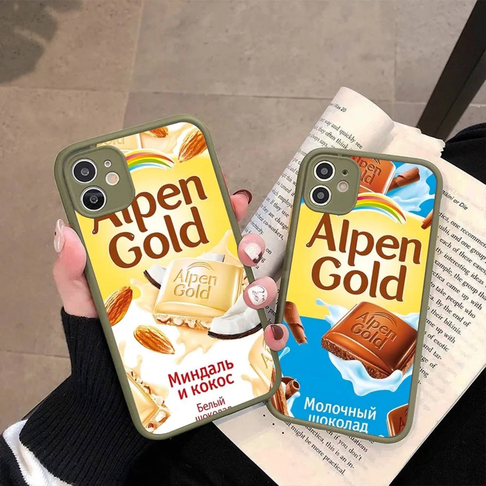 Custodia Per Telefono Alpen Gold Chocolate Per Iphone 14 11 12 13 Mini Pro Max 8 7 Plus X Xr Xs Max Cover Opaca Traslucida