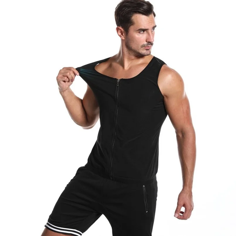 Sauna Top Vest Zipper Slimming Body Shaper Men Flat Belly Sweat Fat Burning Weight Loss Tummy Control Waist Training Male 2024
