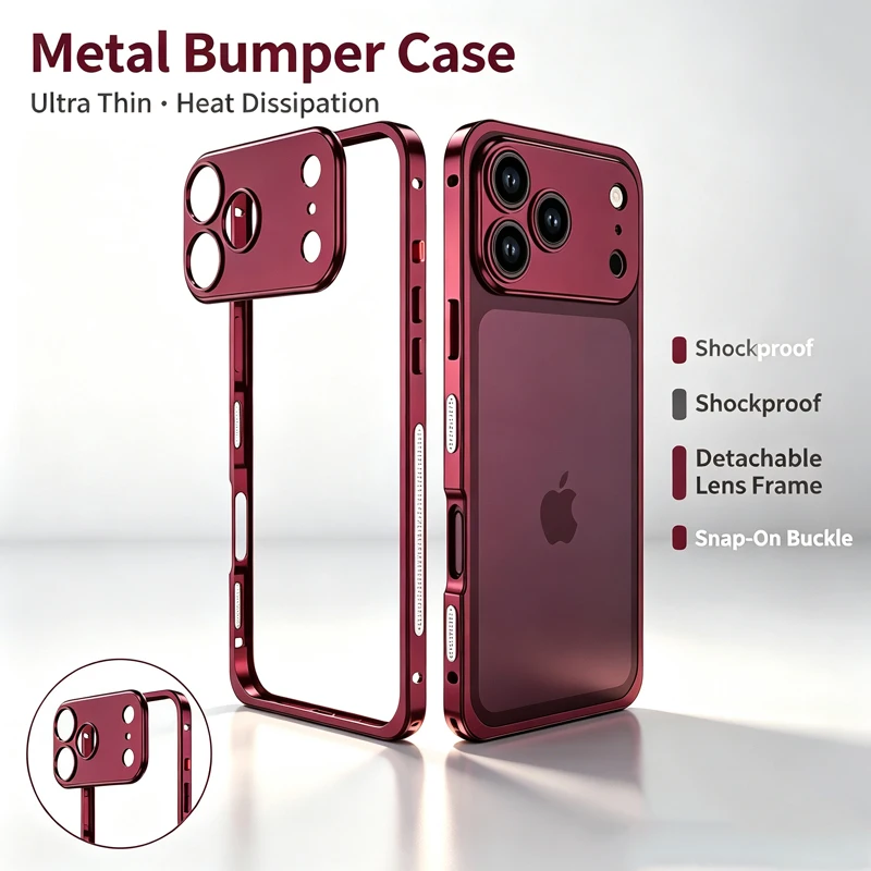 Sleek Metal Bumper Phone Case with Heat Dissipation and Camera Protection
