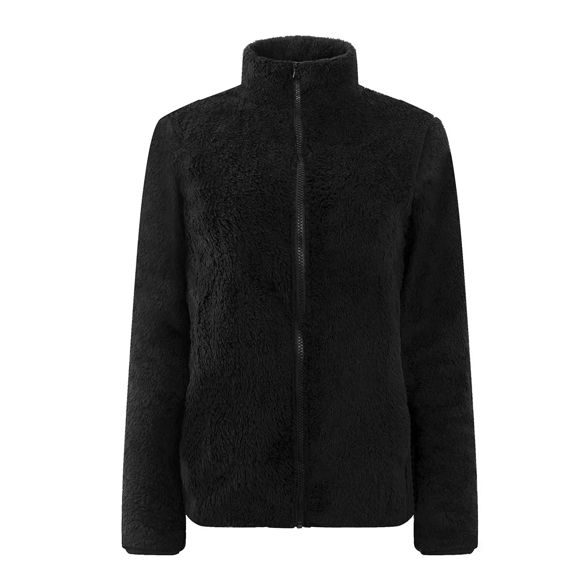 Abrigo polar para mujer, parte superior polar de doble cara, grueso y cálido, de manga larga