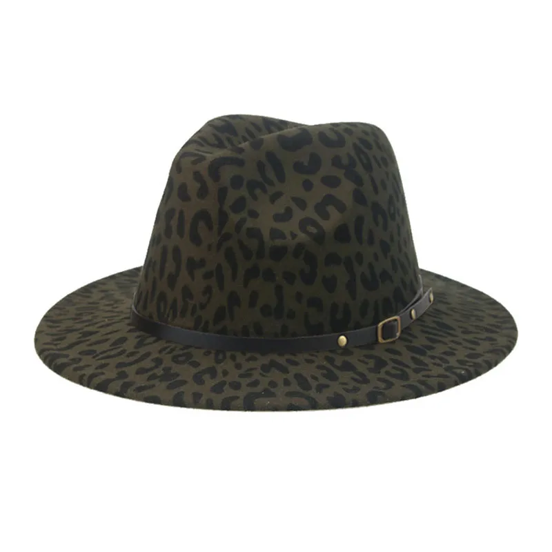 green fedora Fedora Hat Winter Women Hats Leopard Print Men Women Casual Formal Vintage Church Wedding Women Felted Hat Sombreros De Mujer brown fedora