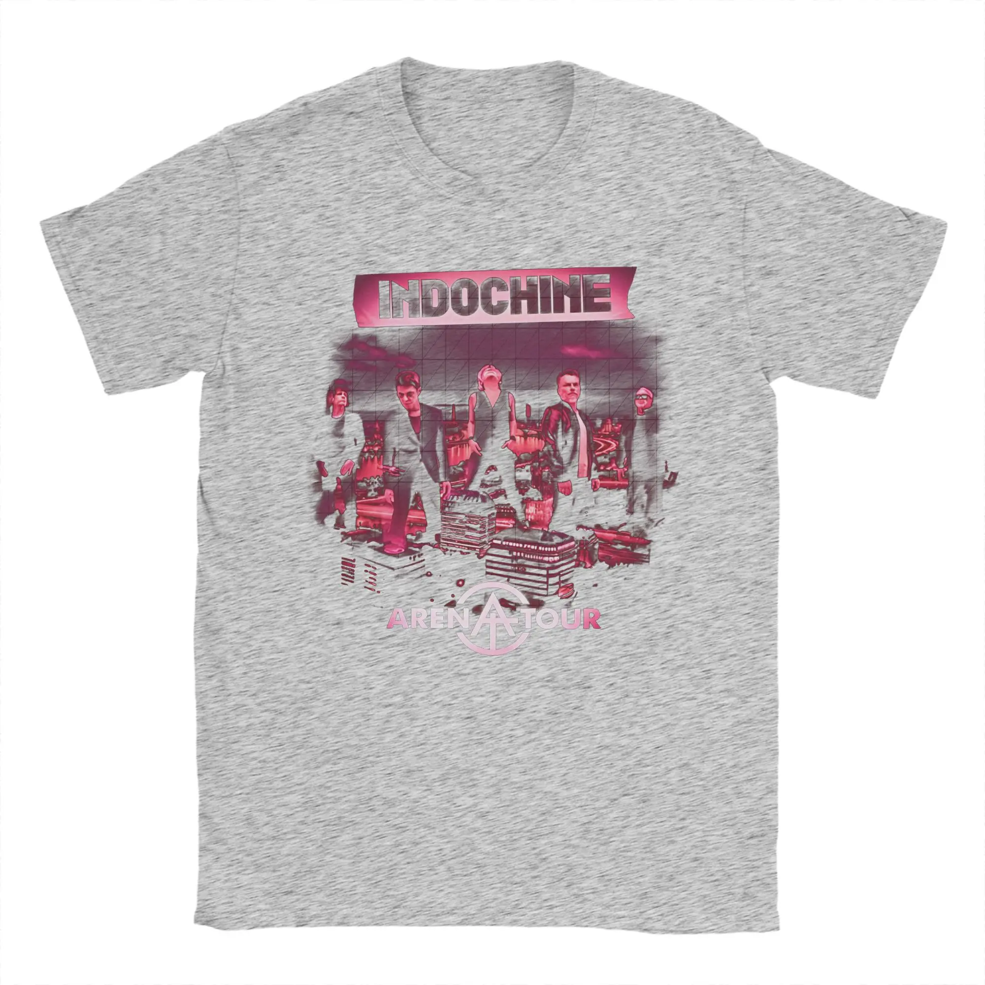 Indochine Arena Tour T Shirt Men Cotton Vintage T-Shirt O Neck Pop Rock Band Tees Short Sleeve Merchandise Summer Men Clothing men t shirts