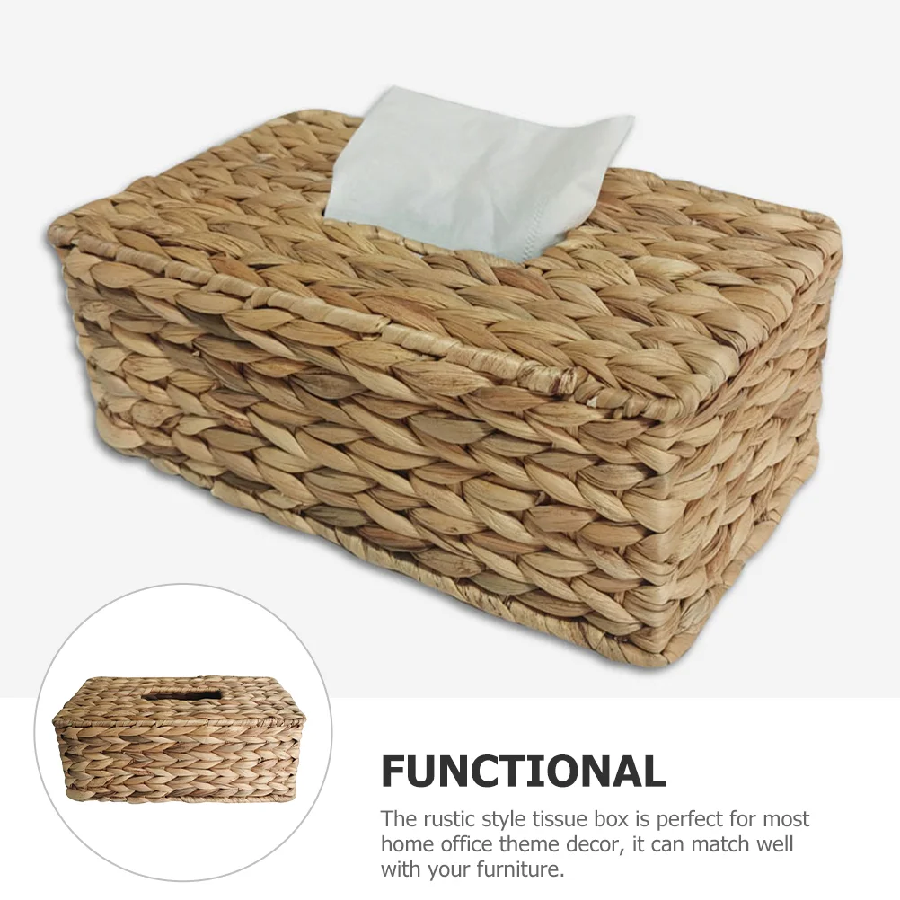 Rustic Hand Woven Tissue Boxes Napkin Basket Decorative Storage Bins Home Office Kitchen ganization Paper Towel Holder Desktop 2