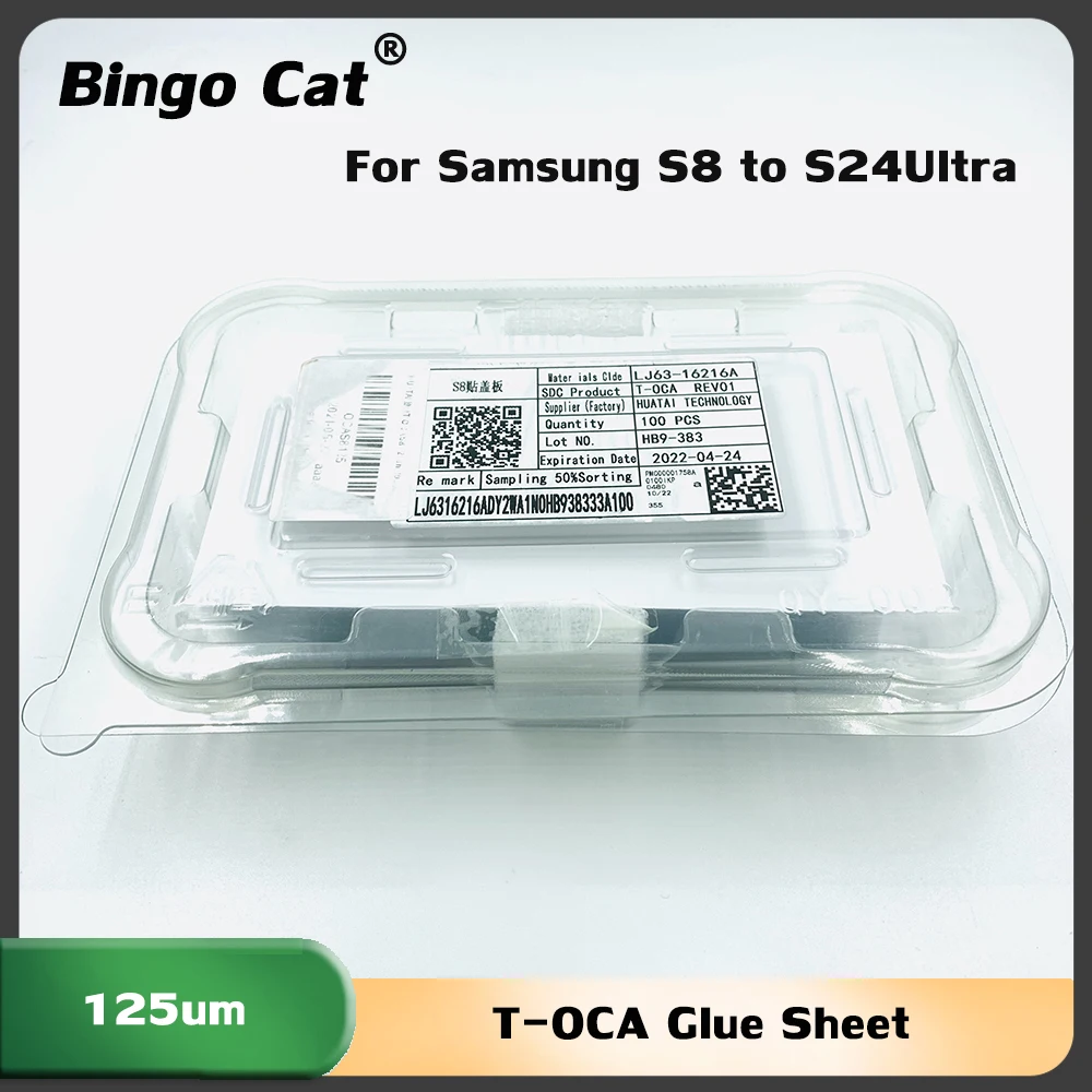 100pc-s23-s918-s24-s928-ultra-t-oca-foglio-di-colla-125um-per-samsung-s20-s22-ultra-s10-5g-display-lcd-vetro-laminato-riparazione-senza-onda