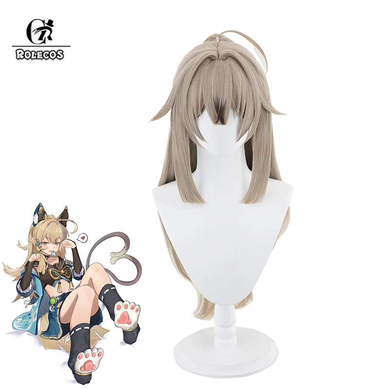 

ROLECOS Game Genshin Impact Kirara Cosplay Wig 75cm Long Women Wigs with Ponytails Heat Resistant Perucas Synthetic Hair