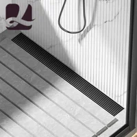 สีดํา 304 สแตนเลสสตีลยาวแถบท่อระบายน้ําห้องน้ําท่อระบายน้ําทองแดง Core Anti-กลิ่นระบายน้ํา 20-100 ซม. 1