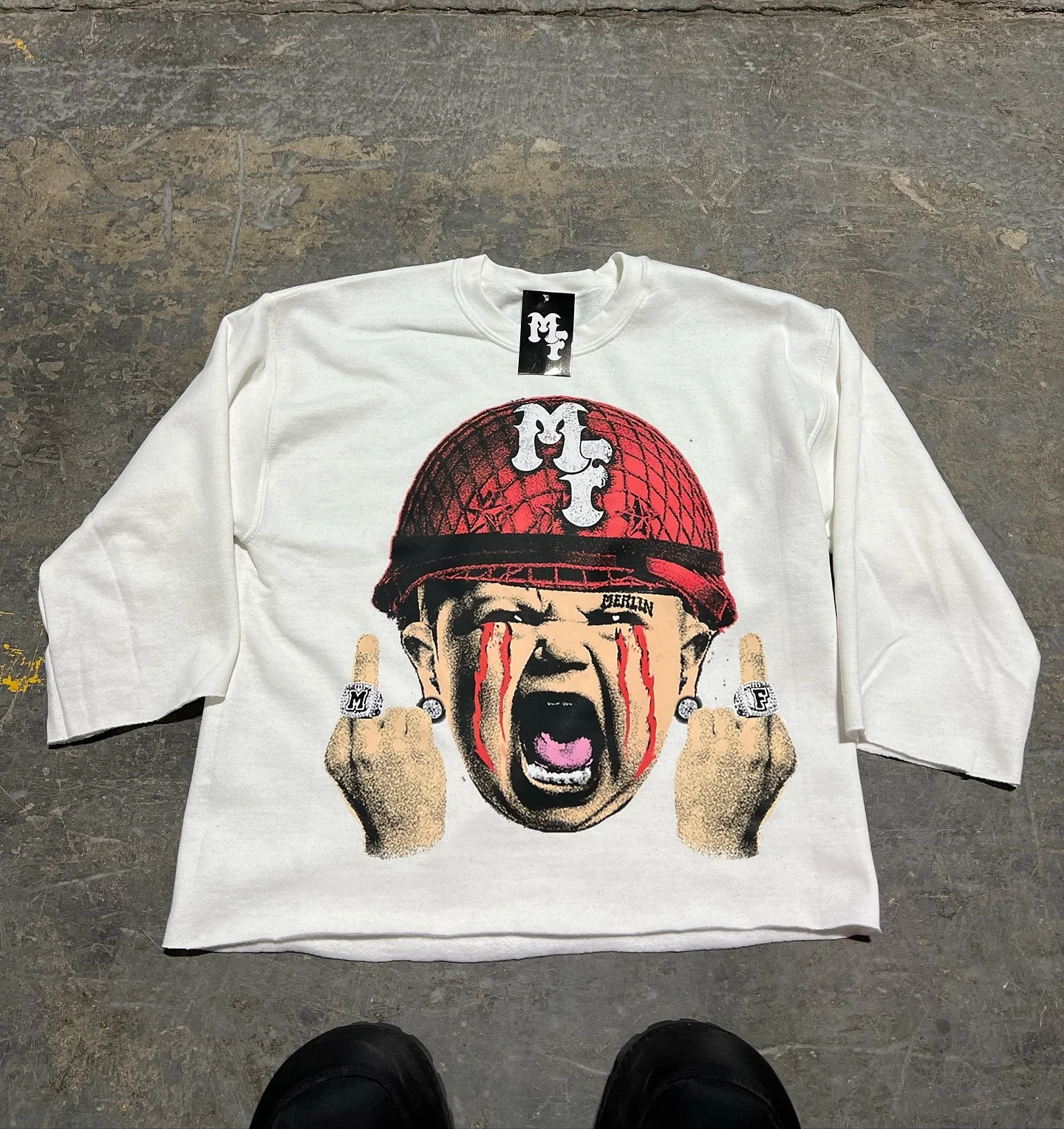 American Retro Oversized T-shirt Spoof Character Anime Printed Top Harajuku High Street Trendy Casual Loose Short-sleeved Men