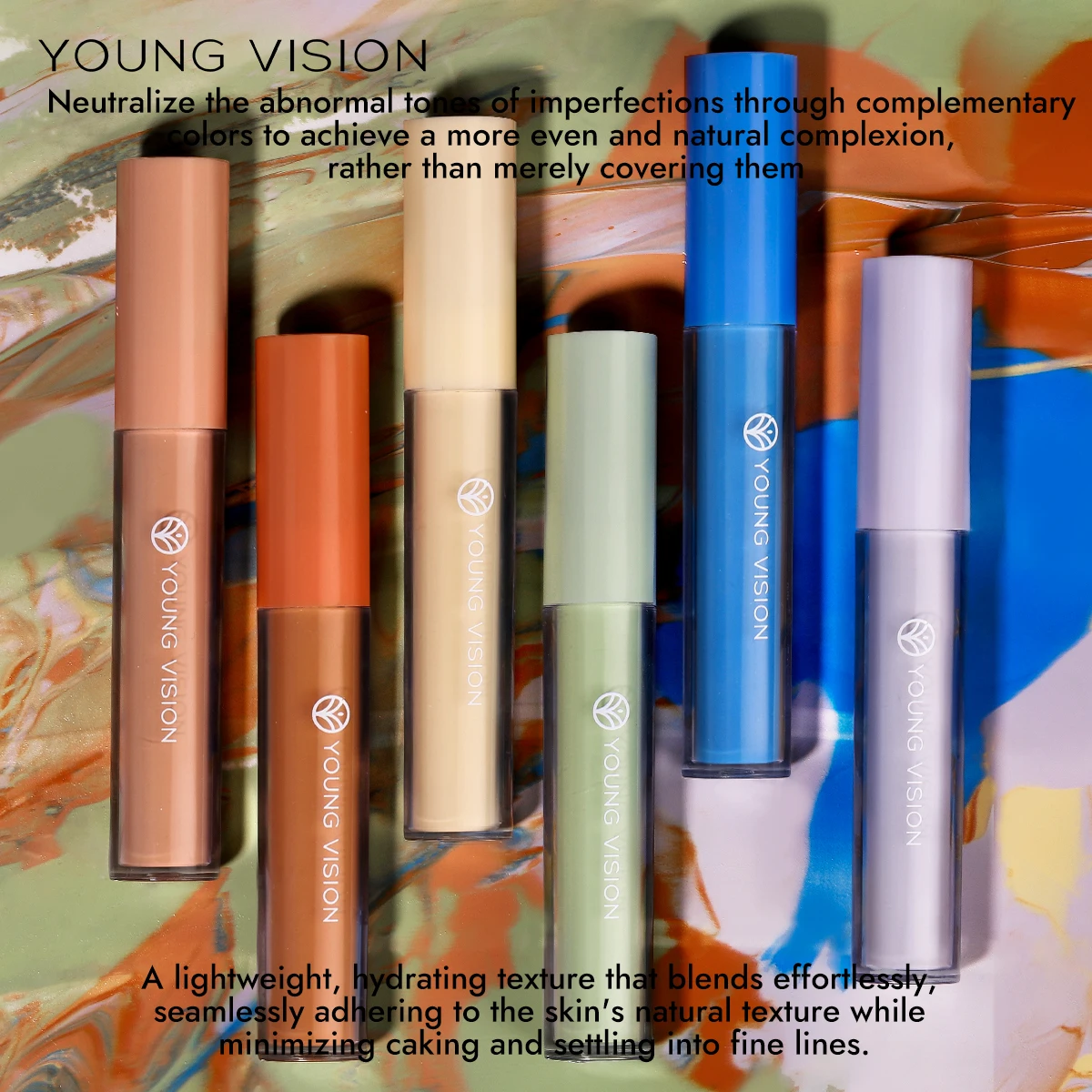 6 Colors Hydrating Fresh Concealer Brightens Skin Tone Covers Blemishes Dark Eye Circles YOUNG VISION