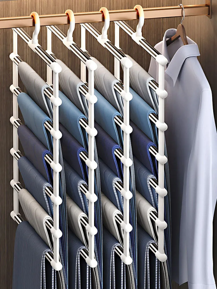 Portable Trouser Hangers Wardrobe Closet Clothes Organizer Clothing Pants Racks Multifunction Storage Racks Hangers