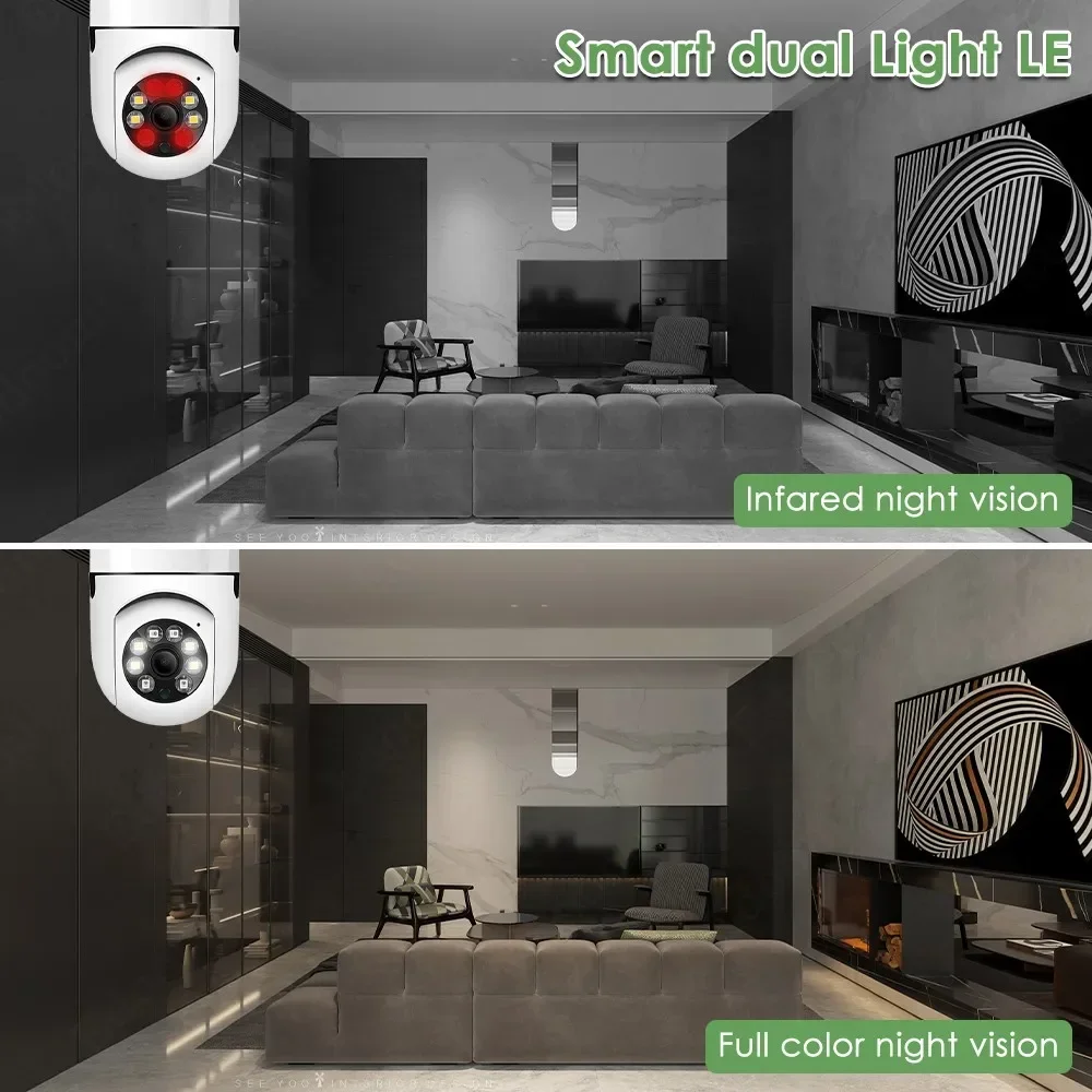 3MP Bulb E27 Surveillance Camera 1080P Full Color Night Vision Human Tracking Zoom Indoor Security Wifi Mini IP Camera V360PRO 5