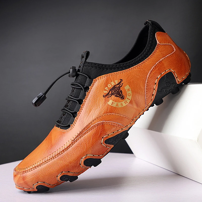 

Men's leather casual shoes in summer breathable leather octopus shoes soft soles comfortable young Peas shoes men