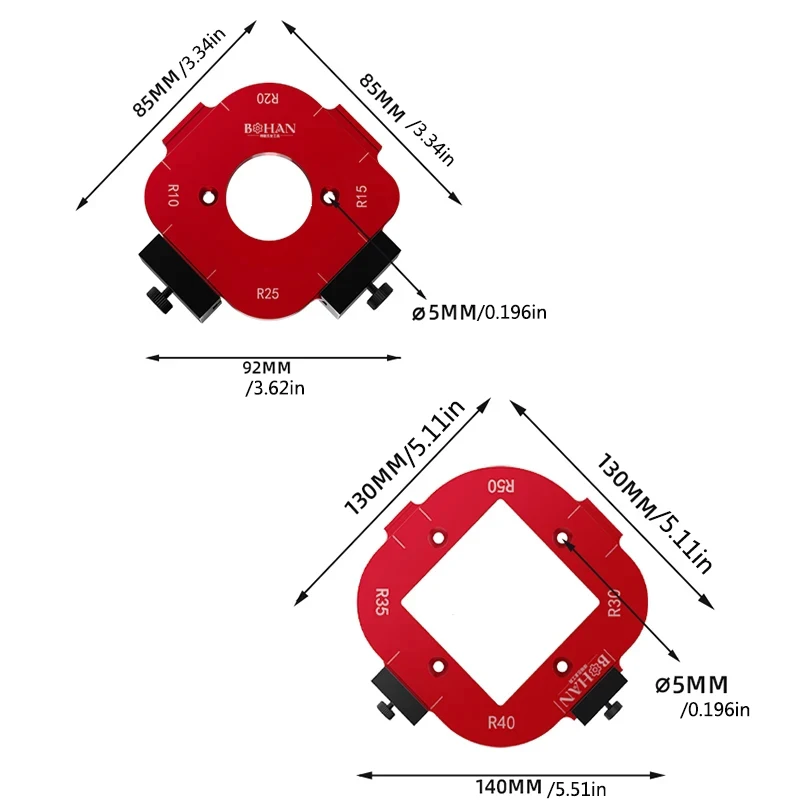 Precision Routing Tools Router Corner Radius Templates & Jigs - 8 Size ...