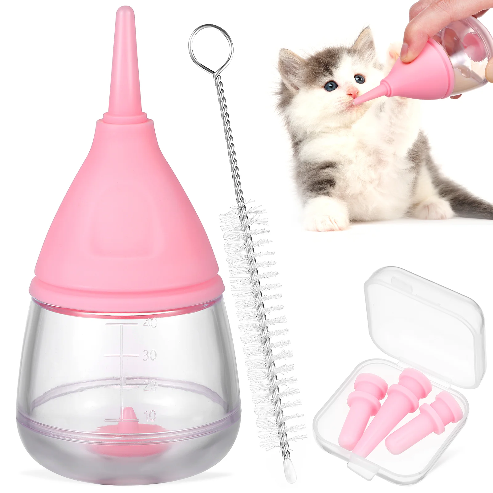 

Kitten Bottles For Nursing Feeding 6-piece Set of Anti-choking Bottles for Newborn Pets Cleaning Brush Feeder