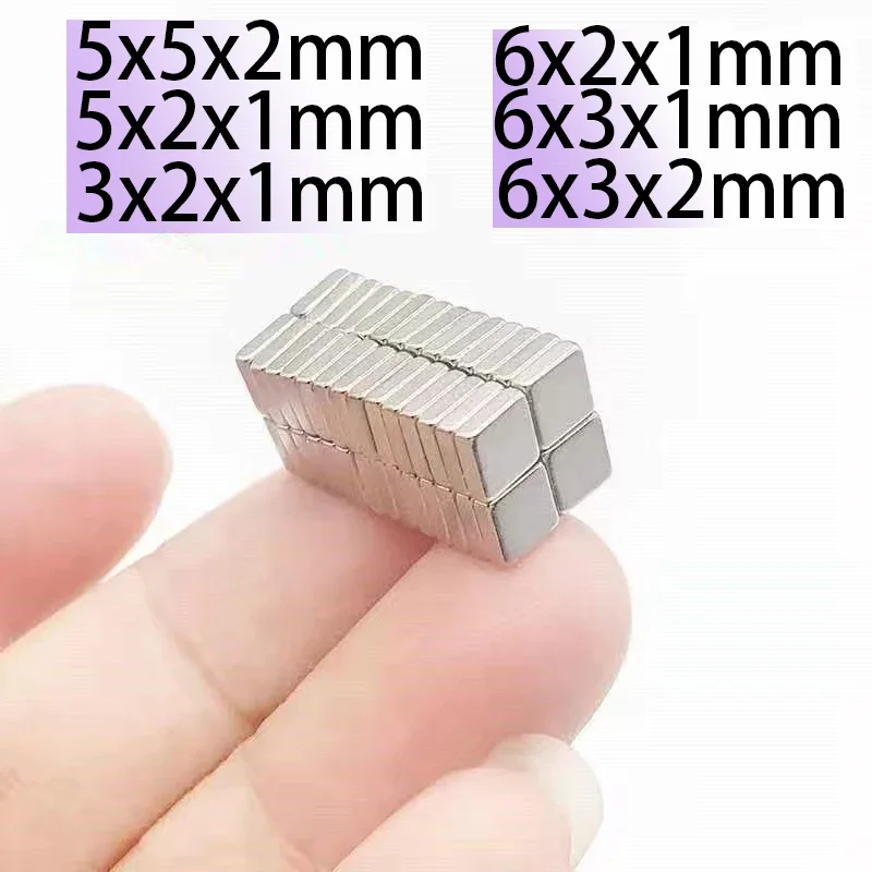 

N35 5x2x1 3x2x1 6x2x1 6x3x1 6x3x2 Rectangle Neodymium Bar block Strong Magnets for Fridge Office Search Magnetic NdFeb storage