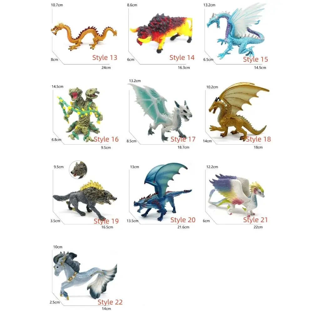 Ice Flying Dragon Mythical Figurine - Fire-Breathing Western Beast PVC Toy Ornament