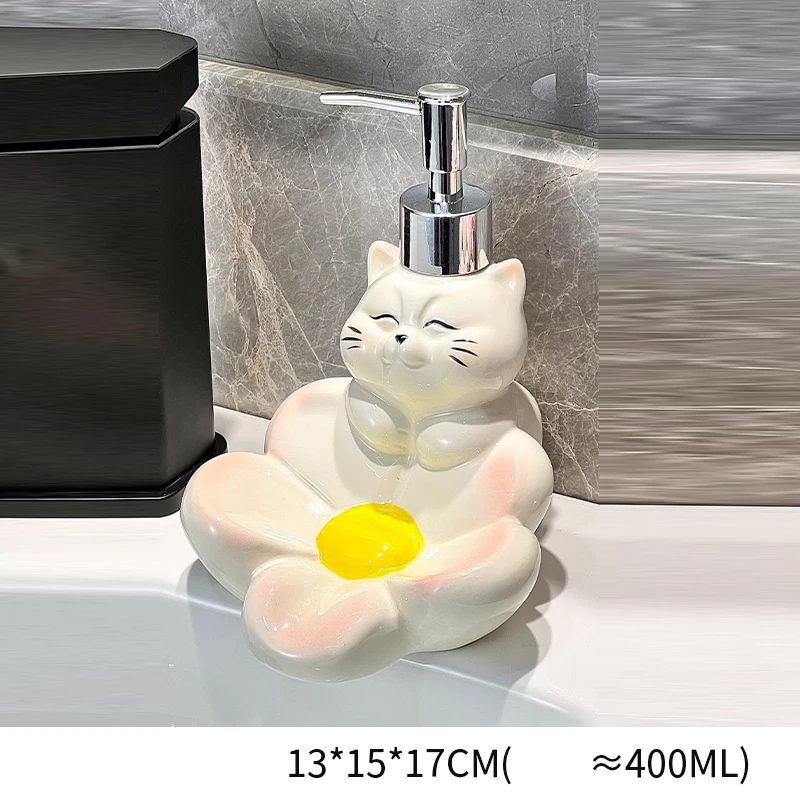 Northern Europe Liquid For Blank Lotion Bottle Soap Box Dual-use, Ceramic Cat Shape, Home Dispenser Hotel Bathroom Supplies, 1Pc