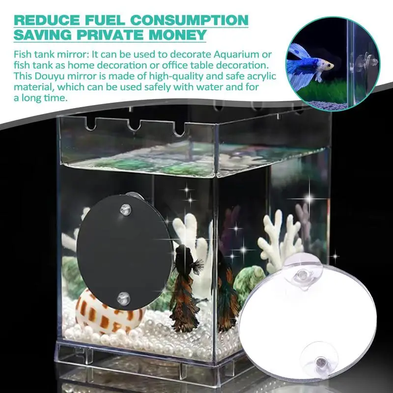 Floating Betta Exercise Mirror Round Amusing Fishbowl Mirror For Betta Fish Exercise For Home Living Room Aquarium Fish fish tank ornaments,fish tank decorations,aquarium ornaments