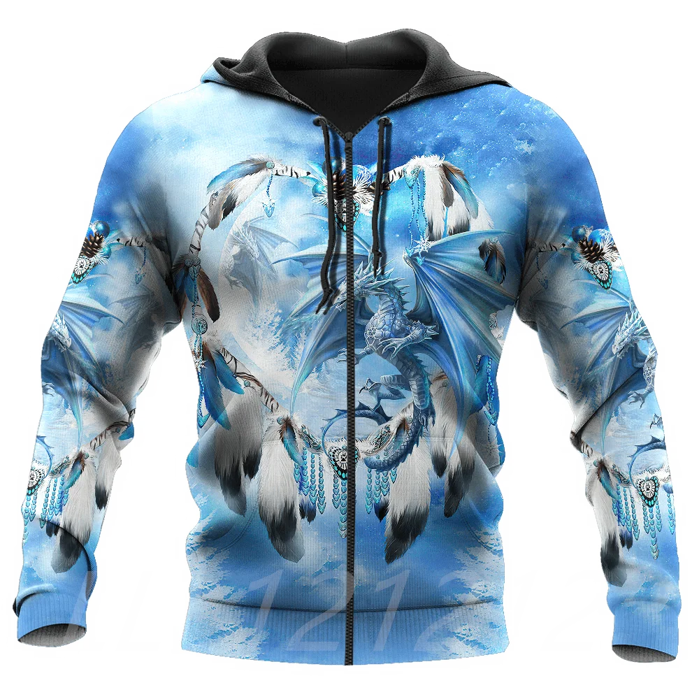 

Zíper masculino com capuz impressão 3d dragão elemento moda camisola personalidade rua casa casual camisa esportiva oversized ja