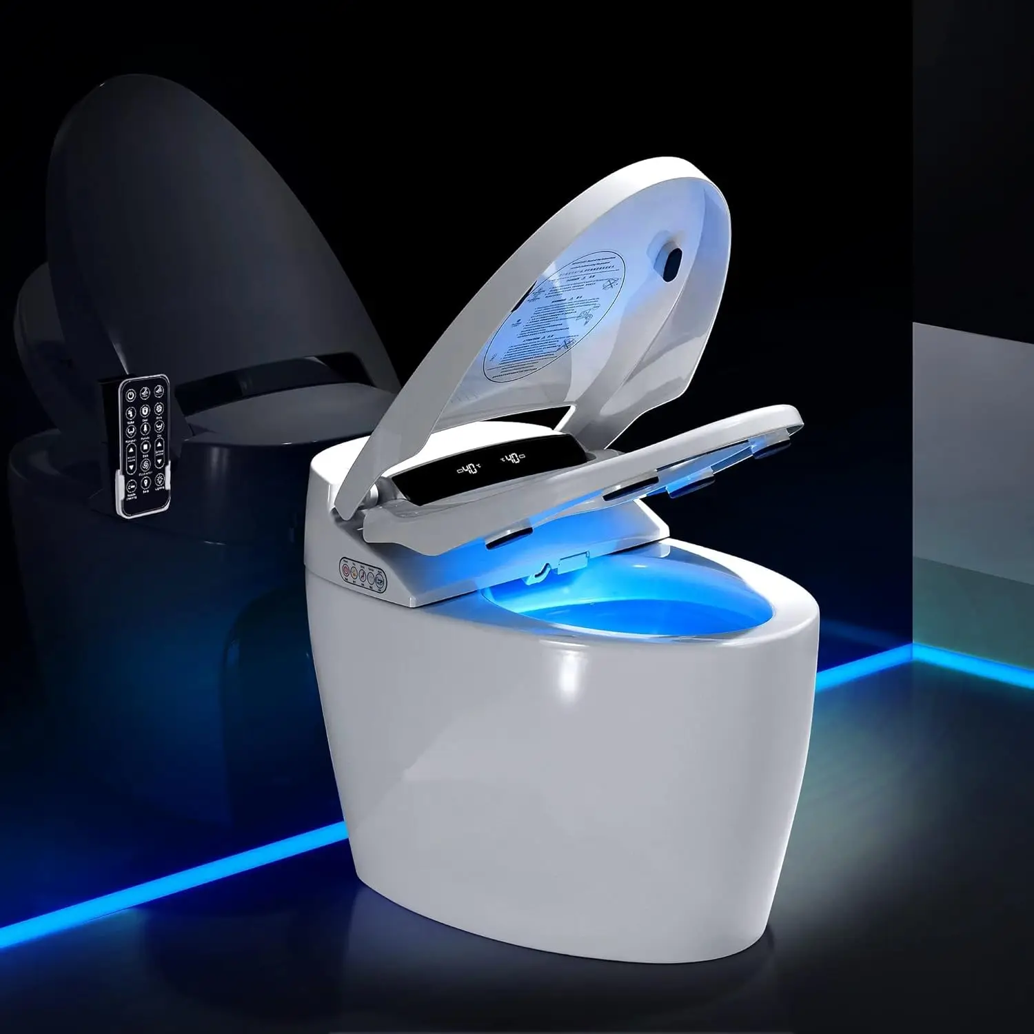 Smart Toilet One Piece Bidet Toilet with Warm Water Sprayer & Dryer Foot Sensor Operation Heated Bidet Seat Auto Smart