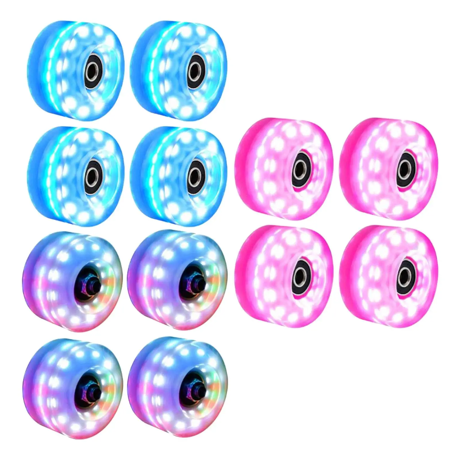 4 Roller Skate Wheels 58mm x 32mm, Luminous Quad Roller Skateboard Wheels with Bearings Installed