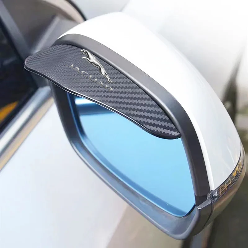 2Pcs Carbon Fiber Car Rearview Mirror Eyebrow Rain Cover For Jaguar XF XE XJ F-Pace X-Type S-Type F-Type E-Pace I-PACE XK