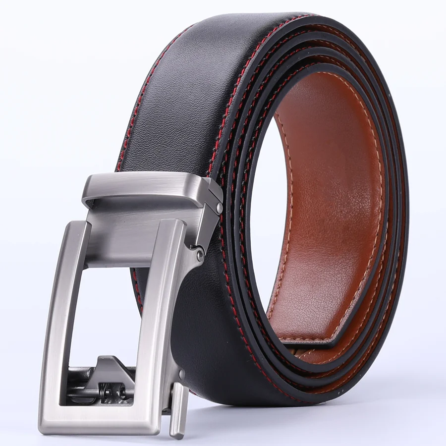 Brown Coffee Black Grass Green Men's Belt Automatic Ratchet Buckle Luxury Brand Genuine Leather Belt Men Ceinture Homme B64