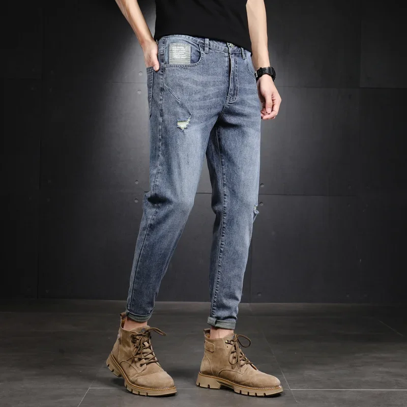 

2024 Fashion Men's Jeans Trousers Cotton Straight Elastic Business Pants Classic Style Jeans Denim Male Pants