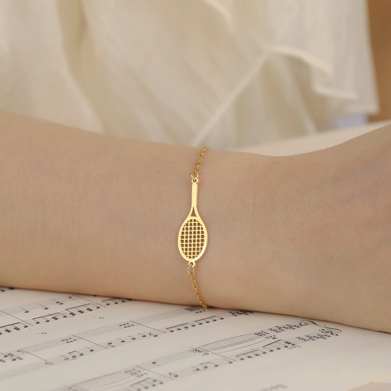 Tennis racket sports bracelet stainless steel men's and women's