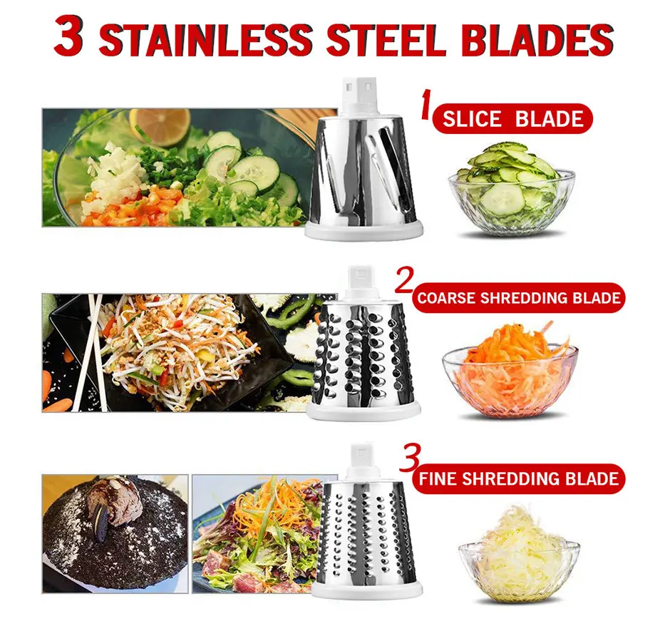 Manual Rotary Cheese Grater 3 In 1 Professional Drum Vegetable Cutter Slicer Chopper Spiralizer Mandolina for Kitchen Accessorie vegetable slicer vegetable cutter food slicer cheese grater food shredder