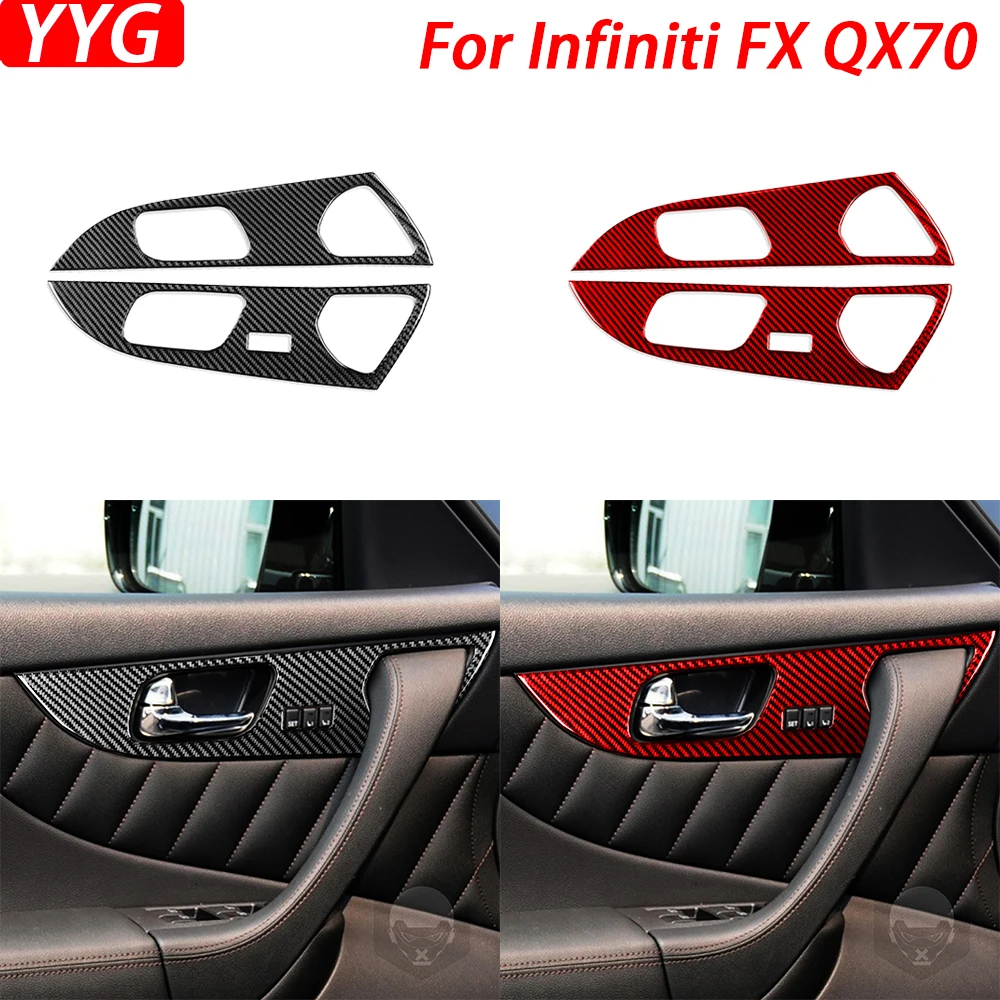

Внутренняя Панель дверной ручки из углеродного волокна для Infiniti FX 2009-2013 QX70 2014-2022, декоративный чехол, аксессуары для автомобиля, наклейка