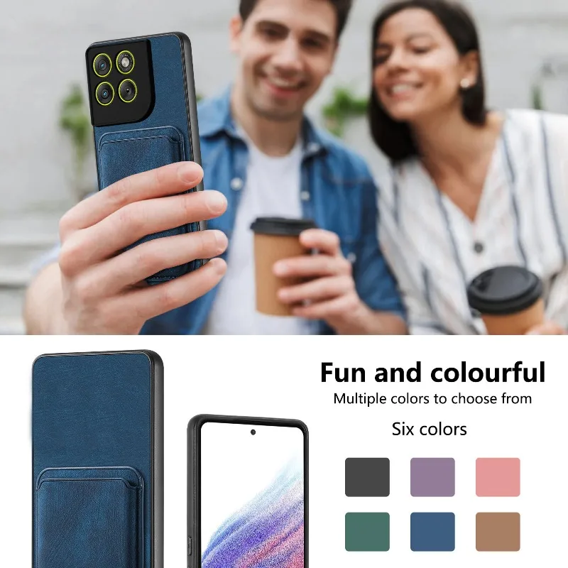 Magnetic Leather Wallet Case with Card Slot and Pocket