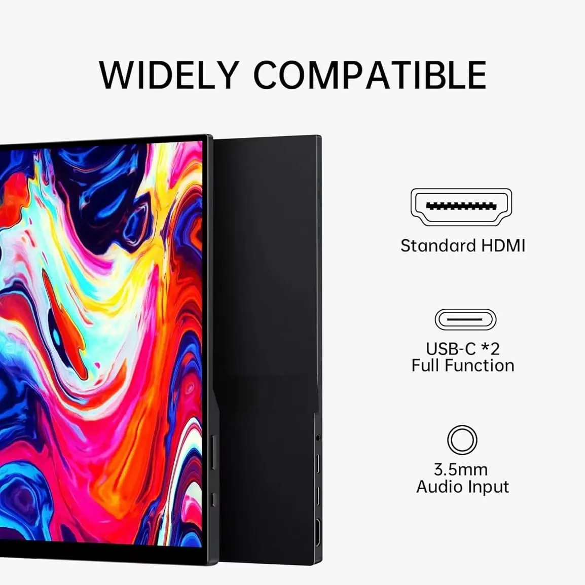 14인치 휴대용 터치 모니터 1920*1200P IPS 타입-C 미니 HDMI 지원, 노트북, 휴대폰, PS4/5, Xbox, Mac, TV, 스위치를 위한 원라인 연결 가능