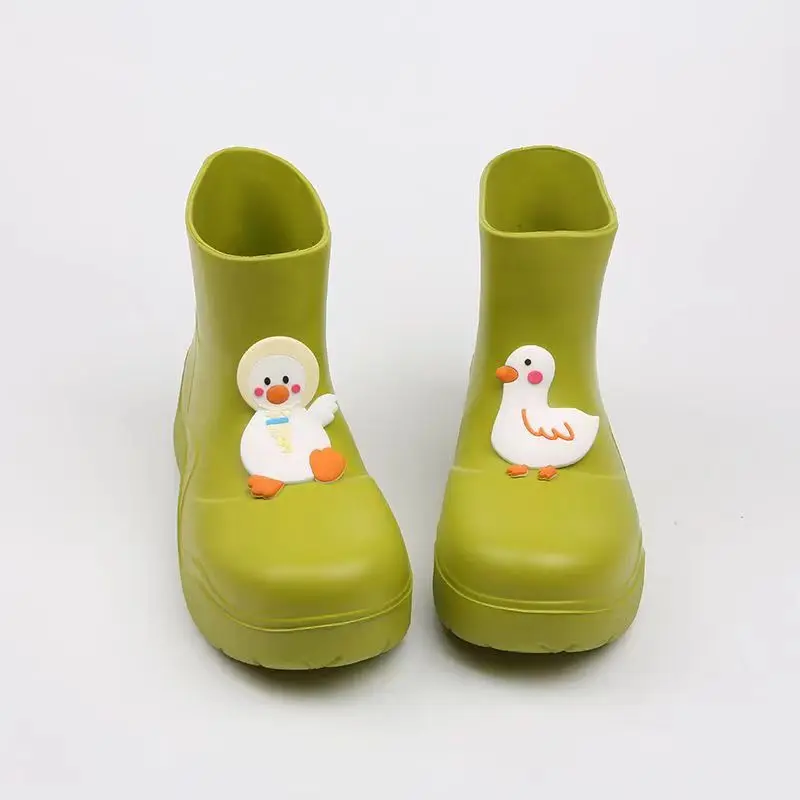 Women's Spring Autumn Rain Shoes Soft Bottom Non Slip Were Resistant High Top Cover Foot Cartoon Rain Shoes Working Shoes