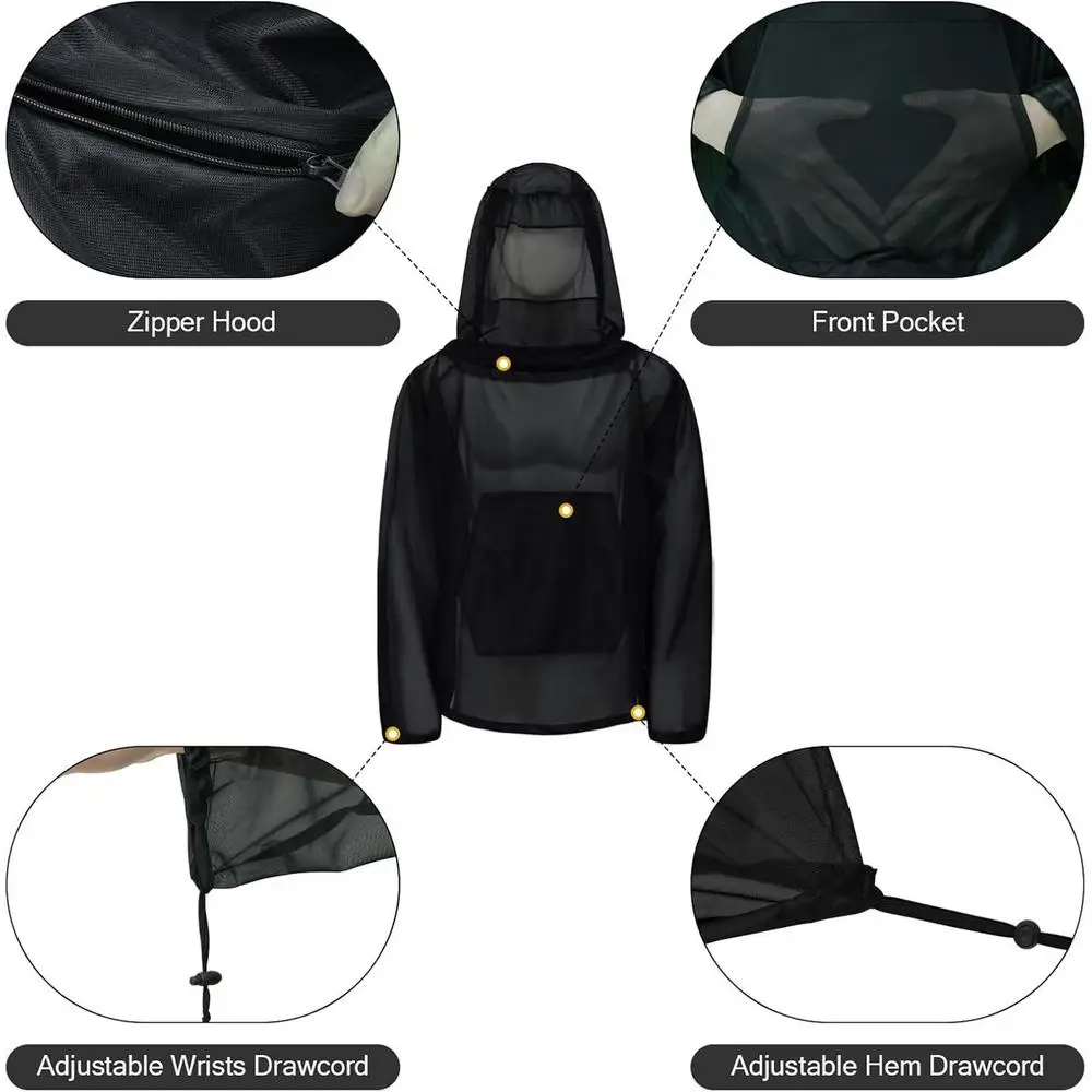 Description Picture 6 of itemOutdoor Fly Net Shirt Mesh Hooded Bug Jacket Mesh Bee Suit for Beekeepers Shield Barrier Protection Repeller Wearable Guard