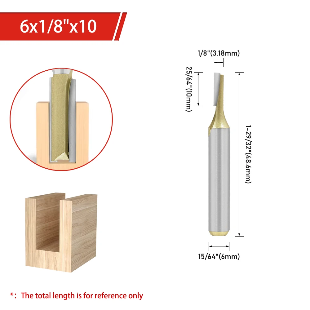 AURWOF 1 Stück 6 mm 1/4 1/2 Schaft Gerader Fräser Holzbearbeitungswerkzeuge Holzfräser für CNC-Trimmung H060020 – Detail 8