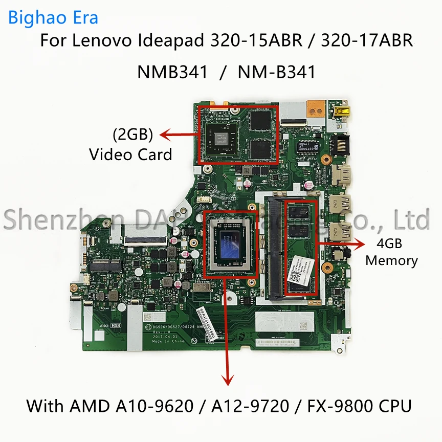 Placa-mãe Portátil para Lenovo Ideapad A10 A12 Fx9800 Cpu 4gb de Ram 2gb Gpu Nmb341 Nm-b341 5b20p11101 32015abr A10