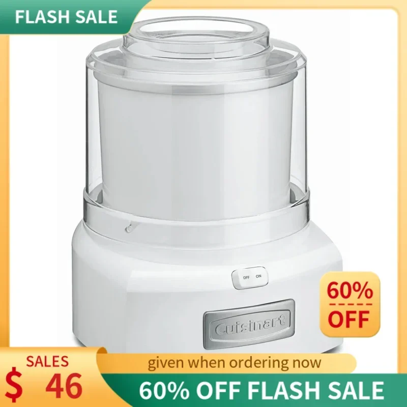 QWQJQWCuisinart Ice Cream Maker Machine,1.5 Quart Sorbet,Frozen Yogurt Maker,Double Insulated,White,ICE-21P1