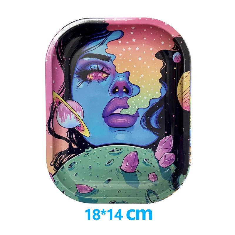 18*14cm Metal Smoke Rolling Tray Tobacco Herb Trays Smoking Accessories Rolling Tool Tobacco Herb Tinplate Plate 3