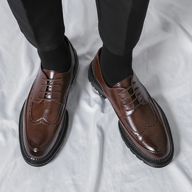 Men Leather Shoes Italian Brand Business Dress Casual Shoes Size 38-46