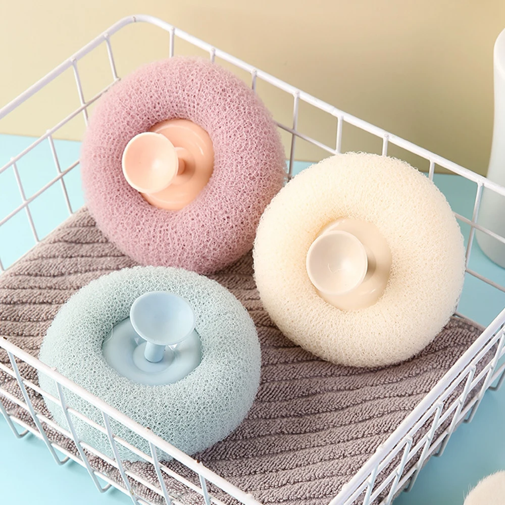 Exfoliating Shower Brush Massage Bath Sponge Ball Body Gently Deep Cleaning Scrubbers with Suction Cup Bathroom Accessories 2