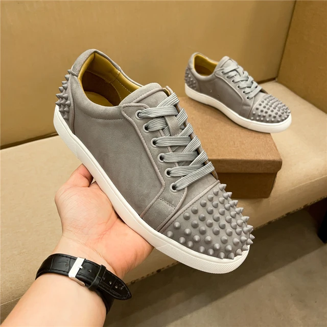 Luxury Designer Men's Shoes Riveted Red Soled Shoes with Stars and Sequins,  Breathable Low Top Luxury Casual Shoes