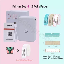 Niimbot-Mini impresora térmica de etiquetas D110, máquina de etiquetas adhesivas de bolsillo, todo en uno, DIY, varios papeles de etiquetas