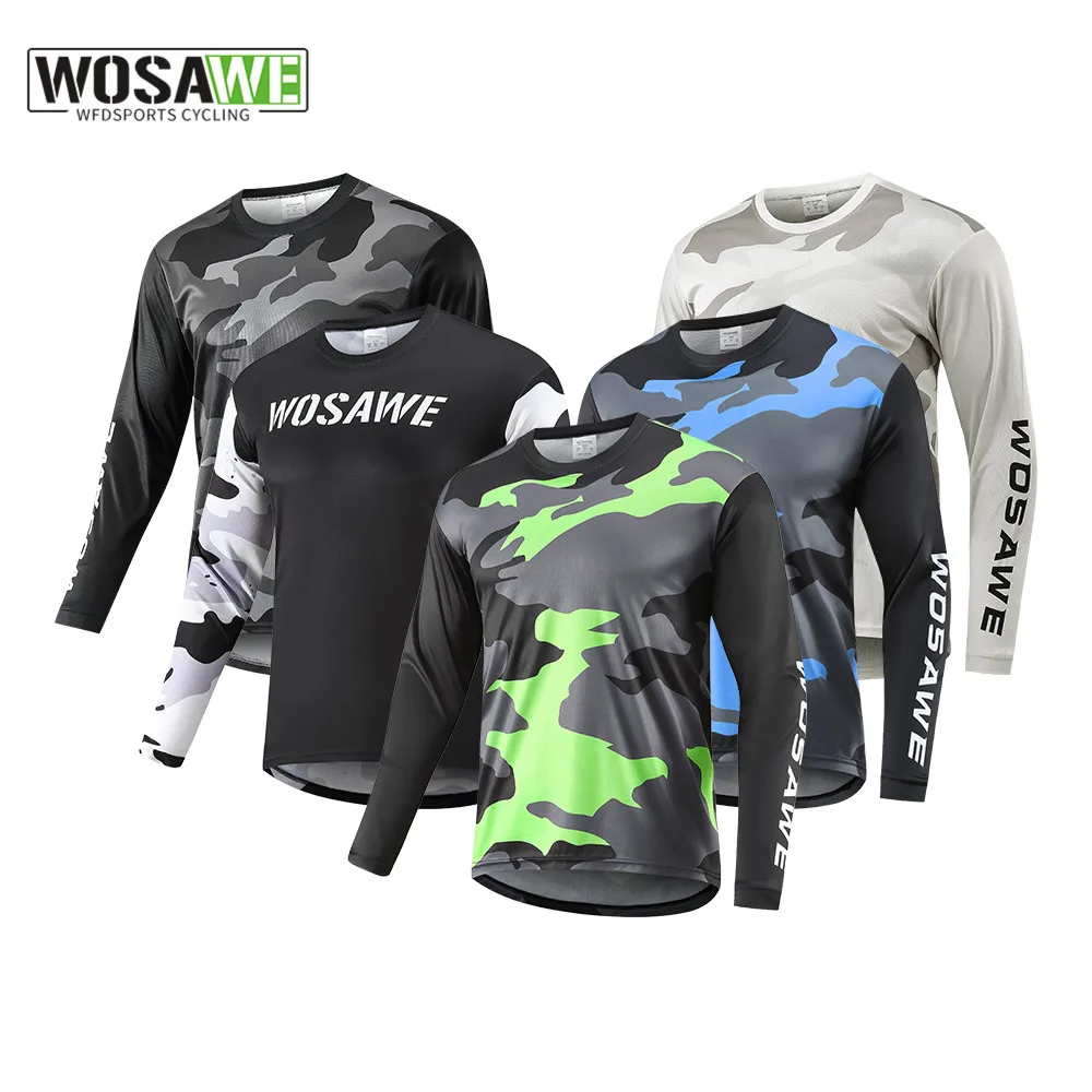 

WOSAWE MTB Road Motocross Shirt Men Breathable Mountain Bike Mtb Long Sleeve Racing Quick-drying Cycling Jersey